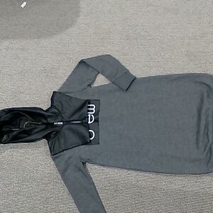 Crew Kids size 8 charcoal grey sweatshirt dress with faux leather black detail